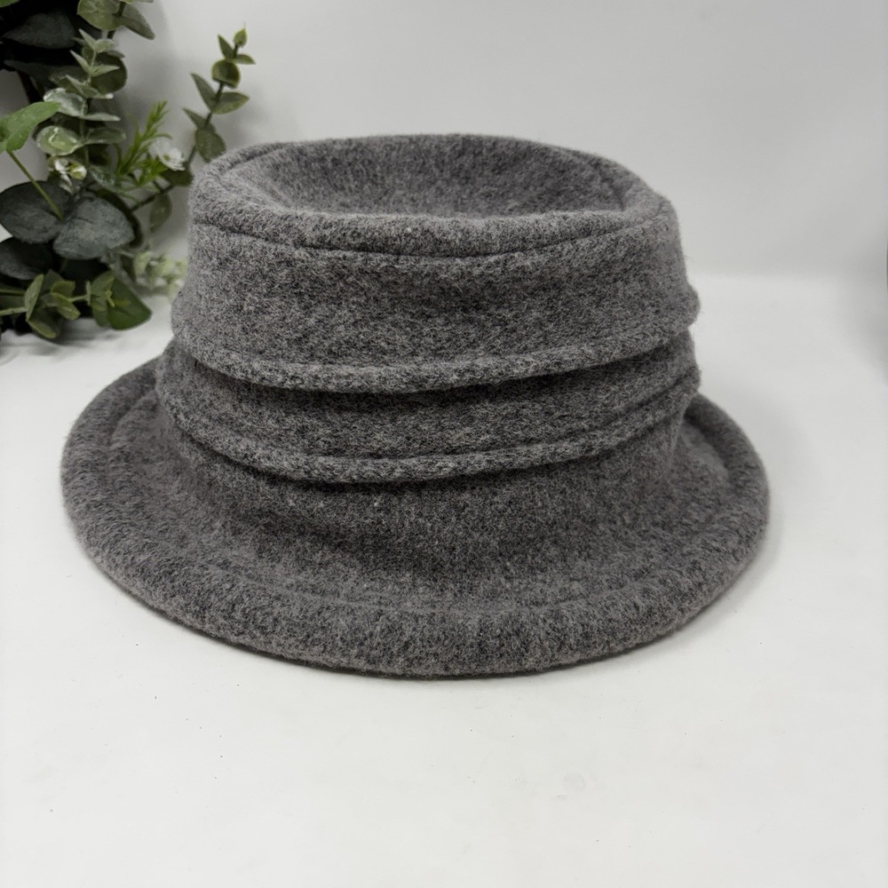 Scala TULA LW399 Grey 100% Wool Felt Pork Pie Cloche Hat Women's One Size